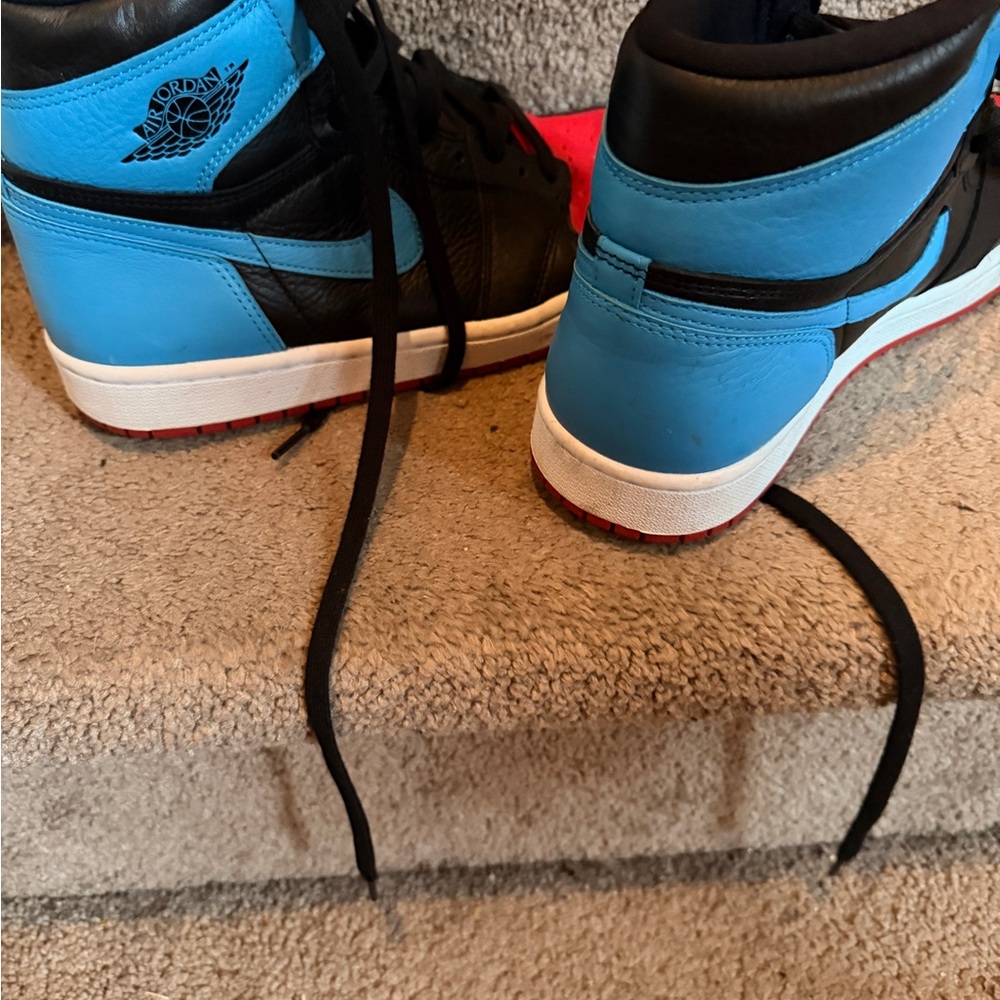 Air Jordan 1 Black and Blue Athletic Shoes